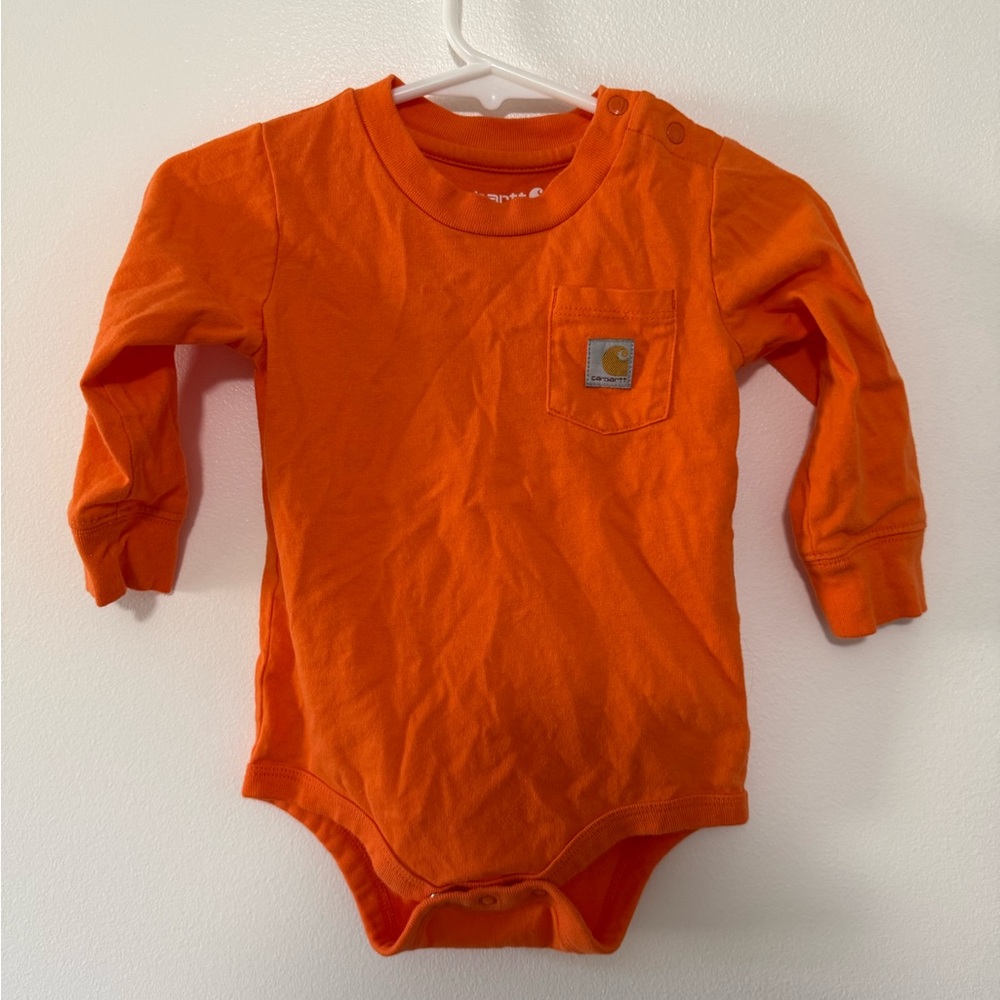 Carhartt Orange Infant Logo Long Sleeve Onesie